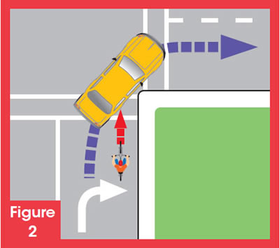 直進自転車は右折車に注意